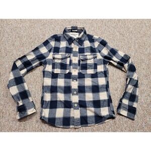 Abercrombie & Fitch Shirt Mens Small Blue Plaid Muscle Button Up Long Sleeve